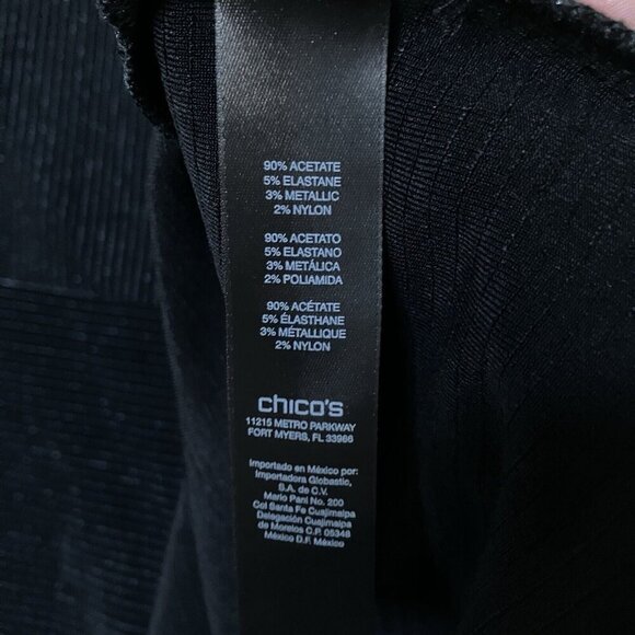 Chico’s Travelers Stripe Sparkling Black Womens Size 3 Tunic Blouse Top - Picture 5 of 5